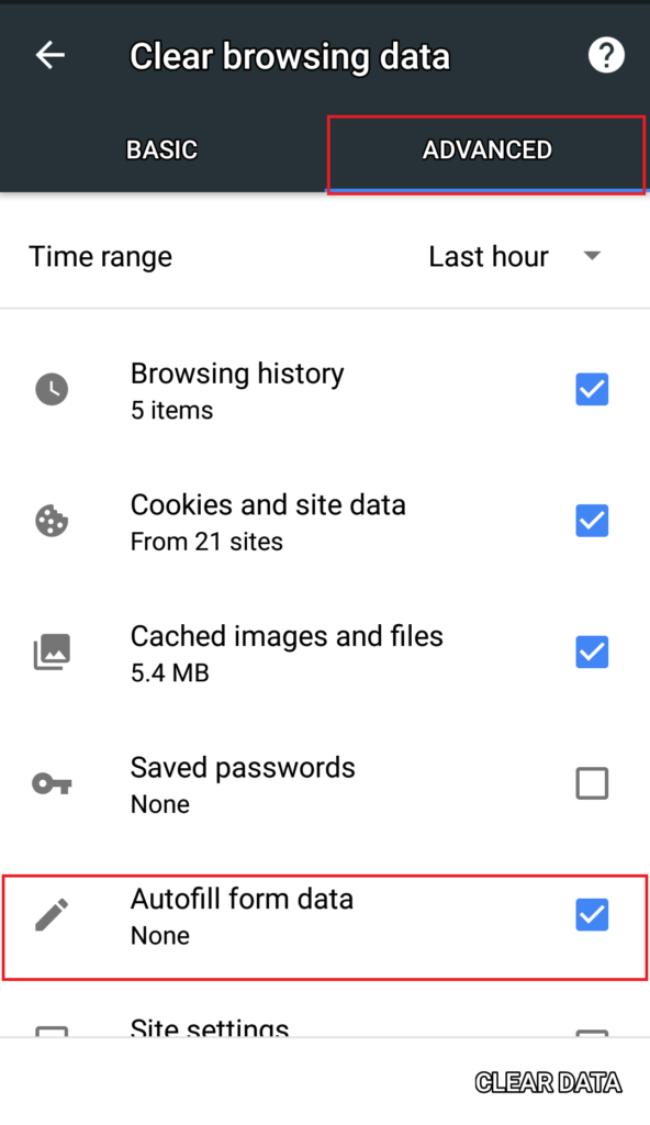 auto fill form data chrome android