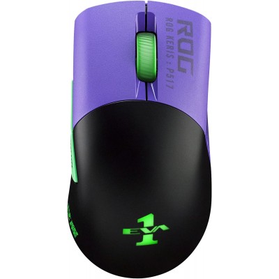 ASUS ROG Keris Wireless EVA Edition Gaming Mouse, Tri-Mode connectivity (2.4GHz RF, Bluetooth, Wired), 16000 DPI Sensor, 7 programmable Buttons, PBT, hot-swappable Switch sockets, Paracord Cable