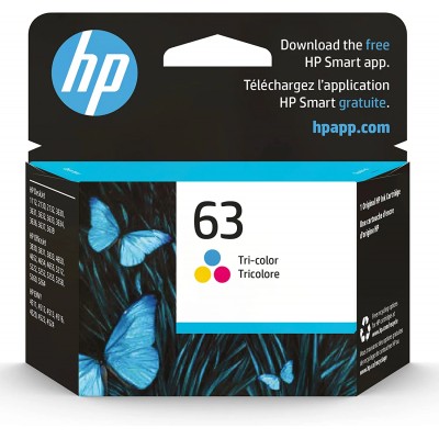 Original HP 63 Tri-color Ink Cartridge | Works with HP DeskJet 1112, 2130, 3630 Series; HP ENVY 4510, 4520 Series; HP OfficeJet 3830, 4650, 5200 Series | Eligible for Instant Ink | F6U61AN