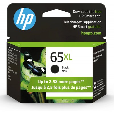 Original HP 65XL Black High-yield Ink Cartridge | Works with HP AMP 100 Series, HP DeskJet 2600, 3700 Series, HP ENVY 5000 Series | Eligible for Instant Ink | N9K04AN