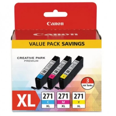 Canon CLI-271 XL Value Pack - 3-pack - XL - yellow, cyan, magenta - original - box - ink tank - for PIXMA MG5720, MG5722, MG6821, MG6822, MG7720, TS5020, TS6020, TS6120, TS8020, TS9020