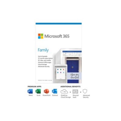 Microsoft 365 Family - Box pack (1 year) - up to 6 people - medialess, P6 - Win, Mac, Android, iOS - English - North America