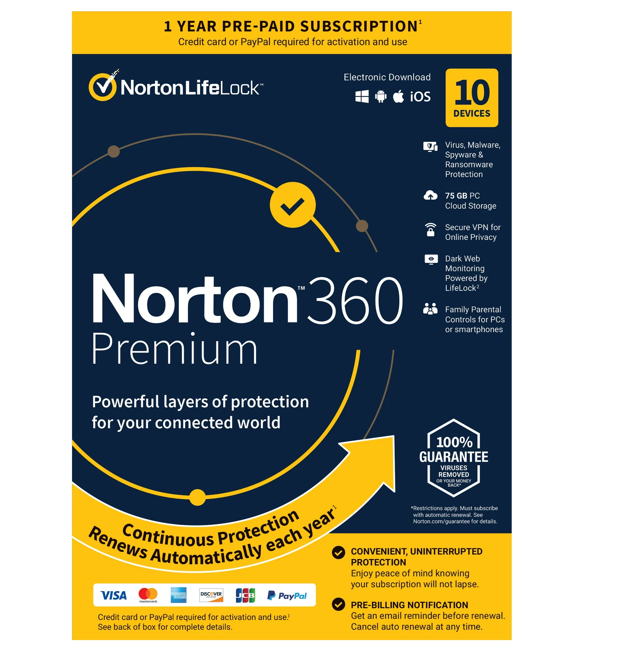 NORTON 360 PREMIUM - 1 Year - 1 User - 10 Devices